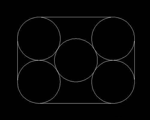 CAD中如何繪制矩形內切五個圓