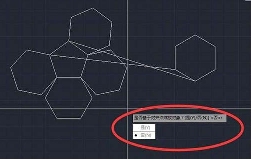 CAD如何使六邊形對(duì)齊到五邊形上？